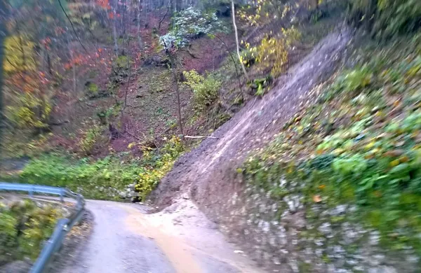 Plaz nad cesto Žabče-Zadlaz se je sprožil v soboto. Cesta je očiščena.
