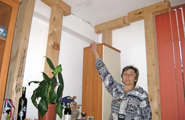 Dijana Meštrovič iz Krnice v jedilnici, podprti s tramovi 
