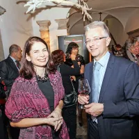Dogodek je iskrivo povezovala Eva Longyka Marušič (na fotografiji z direktorjem podjetja Gonzaga Iztokom Bizjakom).