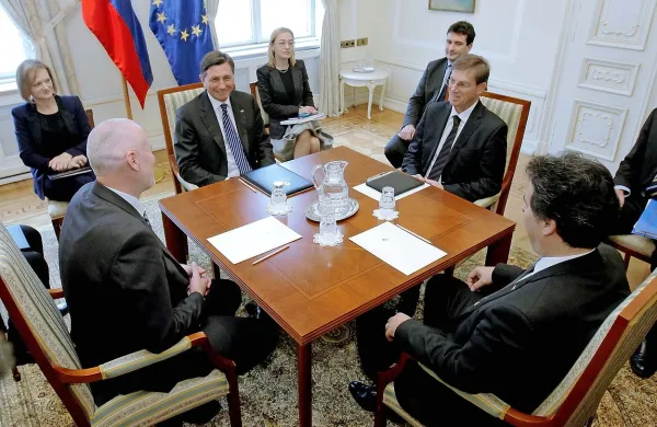 Sestanek predsednika republike Boruta Pahorja, predsednika DZ Milana Brgleza, predsednika vlade Mira Cerarja in predsednika DS Mitje Bervarja.