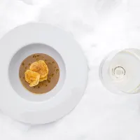 Matteo Metullio: kislo zelje, gamberi z limono, fižolova krema, krompirjev čips in speckovo olje