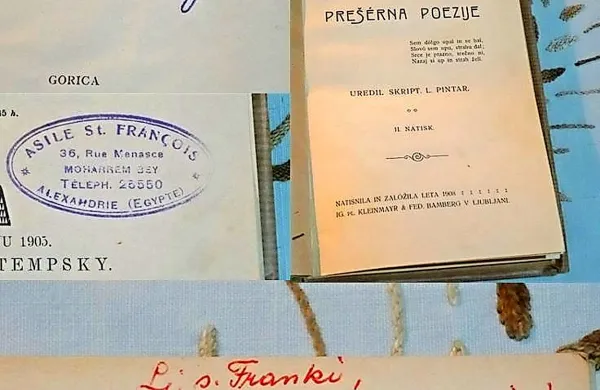 Slovenski napisi, žigi in posvetila v kairski knjižnici. 