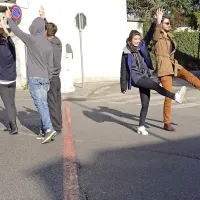 Snemenje špice za film na nekdanjem šempetrskem mejnem prehodu.