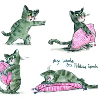 Ilustracija Ane Zavadlav iz slikanice Tinček in tri zlate ribice