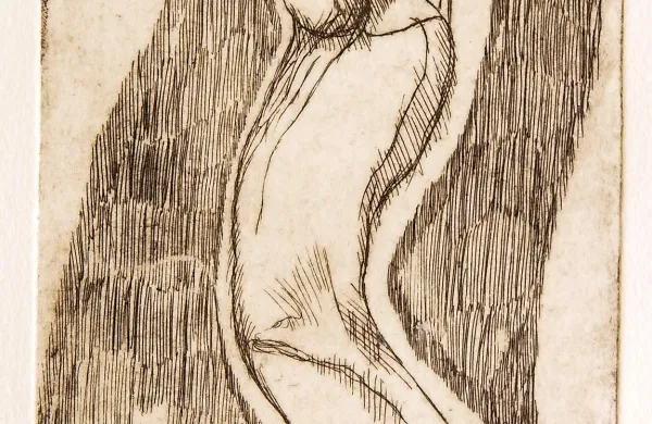 Tone Kralj: Človek, 1920/21, jedkanica, posthumni odtis, 38,7 x 26,5 cm, Goriški muzej 