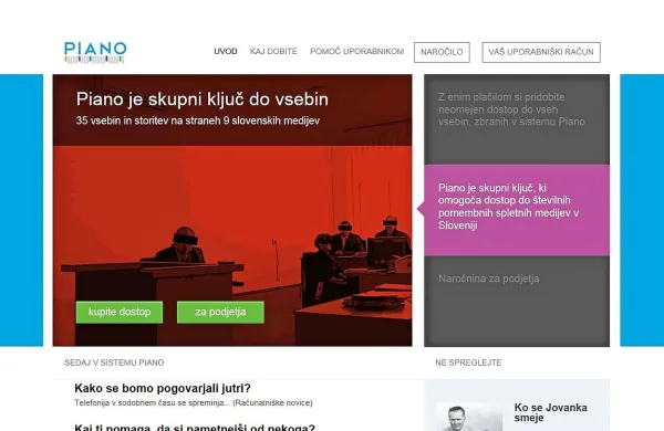 Nacionalni plačilni sistem Piano Media bo za slovenske 
spletne medije 30. aprila prenehal z delovanjem.