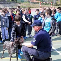 Srečanje se je sklenilo s božanjem policijskih psov, pri čemer 
so učenci ubogali policiste bolj kot učitelje.