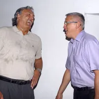 Dino Meneghin (levo) in Peter Vilfan sta bila tudi med akterji 
znamenitega pretepa na evropskem prvenstvu leta 1983. 
Trideset let kasneje sta se kot sogovornika srečala med EP 
leta 2013, ki ga je gostil tudi Koper.
