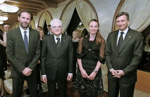 Svečane večerje z italijanskim predsednikom Sergiom Mattarello sta se udeležila tudi Tina Maze in Andrea Massi.