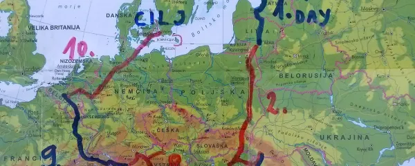 Potek desetdnevne štoparske avanture Mirana Ipavca, ki se je začela 1. aprila v Helsinkih na Finskem, sklenila 
pa 10. aprila v Malmöju na Švedskem.