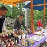 Domiselne gospodinje so vabile tudi s pitami, lizikami iz 
žajblja, k bledeževim pitam pa so možje ponujali domače 
vino.