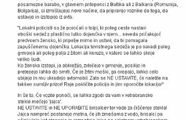 Objava, ki je zaokrožila po družabnih omrežjih.