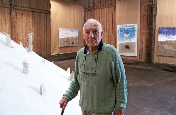 Vladimir Makuc na svoji zadnji večji razstavi v portoroškem 
Monfortu novembra 2011 