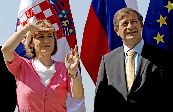 Hrvaška zunanja ministrica Vesna Pusić in slovenski zunanji 
minister Karl Erjavec