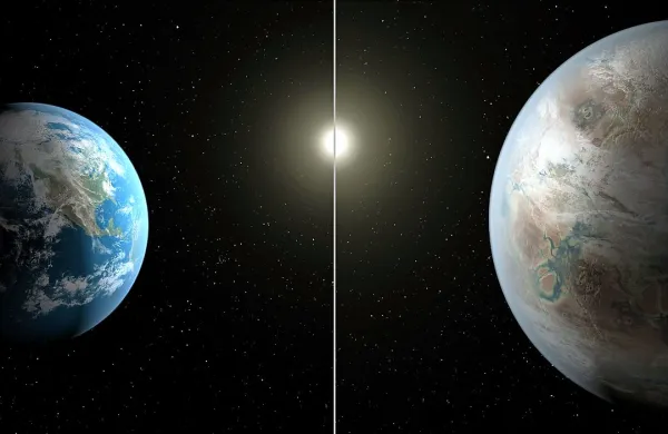 Zemlja (levo) v primerjavi s planetom Kepler-452b.