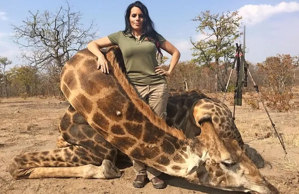 Američanka Sabrina Corgatelli je ubila žirafo in  fotografije  
objavila na svojem facebook profilu.