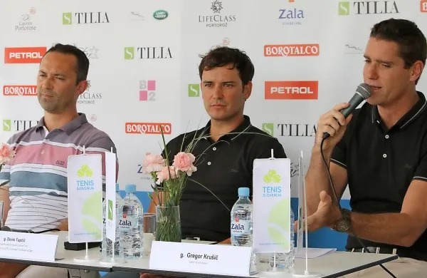 Turnir ATP Challenger Tilia Slovenia Open so včeraj v Ljubljani predstavili (z leve): Jaka Gornik, direktor  
Futurističnega  marketinga, Denis Topčič, direktor turnirja, in Gregor Krušič direktor TZS.