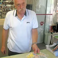  Slavko Pavlič z lučkami sladoleda za štirinožce.  