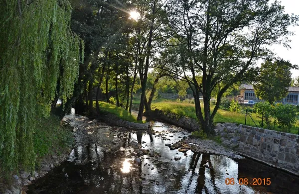 Čeprav danes s poletno nizko vodno gladino reka Bistrica ob poplavah rada naraste. Za protipoplavno varnost naj bi nadzidali 
zid ob reki.
