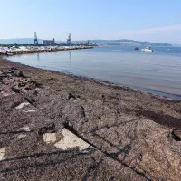 Plaža Sv. Katarina je pokrita z muljem in morsko travo.