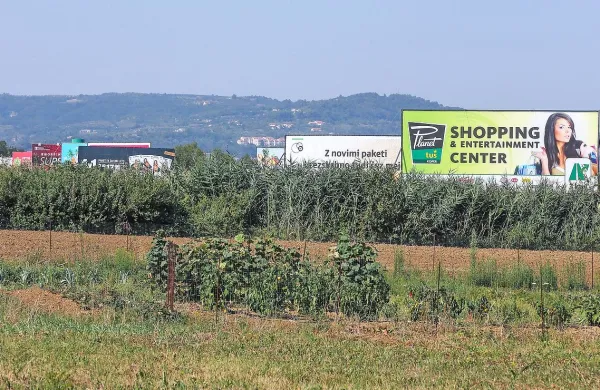  Na kmetijskih zemljiščih med Srminom in Bertoki  poleg zelenjave in sadja  intenzivno rastejo tudi jumbo plakati.