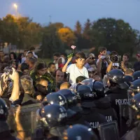  Deček, ki na ramenih svojega očeta v znak miru in prijateljstva 
drži rožnato vrtnico, se je o tem, kdo in koliko časa lahko drži 
rožo, sprl s svojo mlajšo sestrico. Otroci, ki se smejijo in 
jočejo, se igrajo pri vodnjaku, brcajo žogo in zaspijo v naročjih 
svojih staršev, najbolj neposredno dajo vedeti, da begunci 
niso brezimna množica, temveč ljudje.  