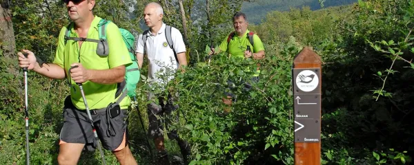 Nov odsek Poti miru na Škabrijelu je lepo označen z usmerjevalnimi količki.
