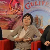 Katja Pegan, direktorica Gledališča Koper (levo), režiserka 
Guliverja Anđelka NIkolić in Leonora Surian, ravnateljica 
Italijanske drame HNK. 