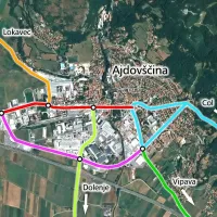 Načrt  predvidenih kolesarskih stez na obrobju Ajdovščine in 
v mestu.