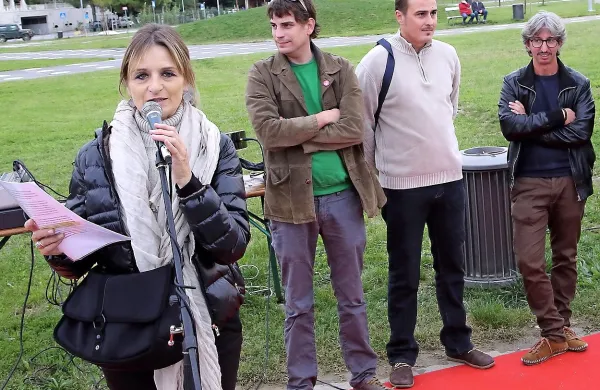 Kustosinja Majda Božeglav Japelj je predstavila letošnjo 
Formo vivo, na kateri so ustvarjali (z leve) Marko Zelenko, 
Miha Pečar in Renzo Durante.   