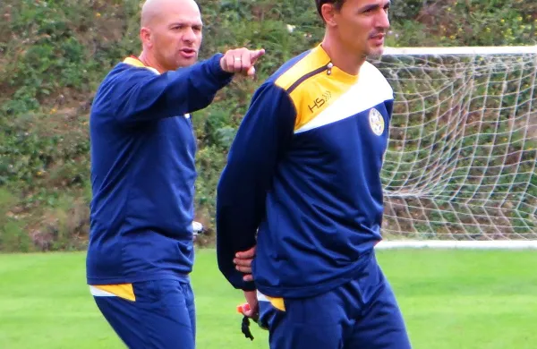 Trener  Slavko Matić (levo)  s pomočnikom Milanom Obradovićem.