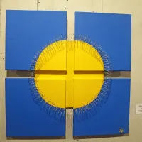 Kvadratura kroga EU 2015 (akril, žica) Zmage Prošt iz 
Renč.
