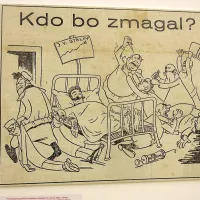 Ena prvih Mustrovih karikatur