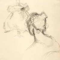  Rihard Jakopič; Pri svetilki; grafit, papir; okoli 1907. 

