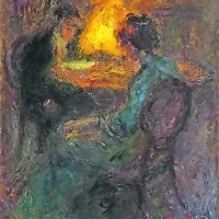 Rihard Jakopič; Pri svetilki, olje na platno, 1908. 


