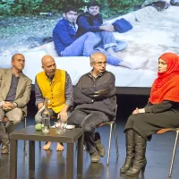 Z leve: Jožica Ličen, Gianfranco Schiavone, prevajalec Peter Szabo, Andrea  Bellavite in Falia Pašić Bišić