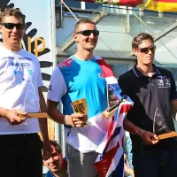 Trije prvouvrščeni iz Takapune: bronasti Vasilij Žbogar, zlati 
Giles Scott in srebrni Jonathan Lobart