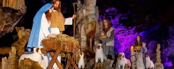 V Postojnski jami že več kot četrt stoletja ob božičnih 
praznikih ponudijo prireditev z živimi jaslicami. Bili so sploh 
prvi, ki so jaslice uredili z živimi liki. Obiskovalcem s spektakli, 
živo glasbo, igro svetlobe  in s petjem ter  igro  pričarajo 
magično božično skrivnost. 

 

