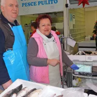 Anica Gregorič na koprski ribarnici kaže, kako s posebnim 
pisalom za tablične računalnike tipka po davčni blagajni, 
seveda zaščiteni  s tanko folijo, da se ne zmoči.  