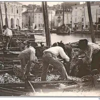 Piranski ribiči z ulovom.
