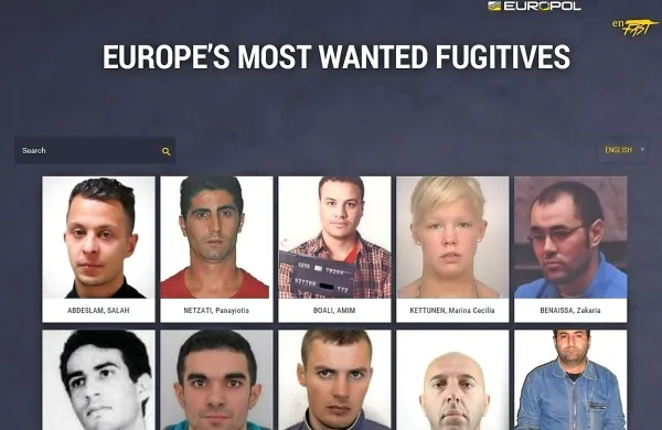 Europol je objavil   seznam najbolj iskanih ljudi v Evropi.