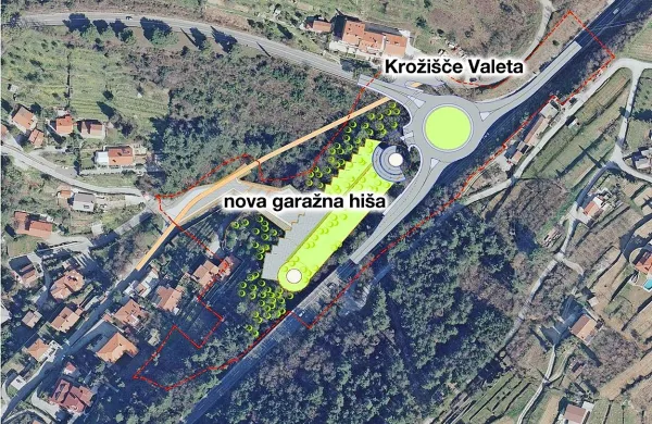 Po načrtih naj bi garažo z desetimi nivoji vkopali v strm teren 
pod Valeto.