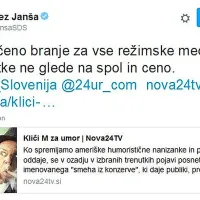 Jan&scaron;ev tvit označili z najvi&scaron;jo stopnjo pritiska na novinarje