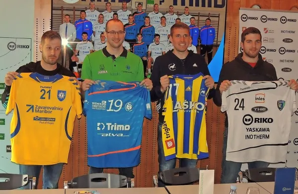 Kapetani ekip: (z leve) Uroš Rapotec (Koper 2013),  Tevž Grandovec (Trimo),  Urban Lesjak 
(Celje) in Blaž Nosan (Ribnica).

