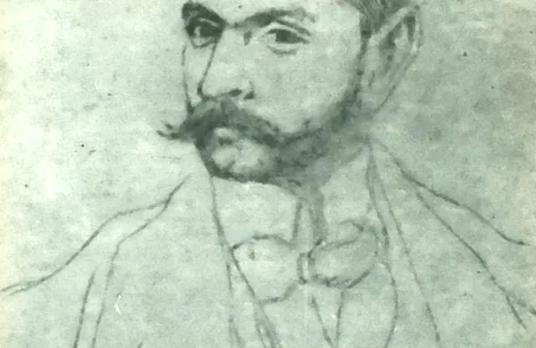 Ivan Cankar, ki je poleg peresa vešče sukal tudi 
svinčnik,  se je  takole portretiral leta 1911.

