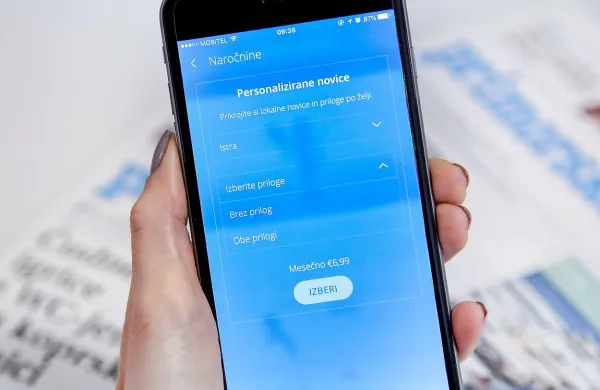 Naša aplikacija omogoča nastavitev personaliziranih novic.
