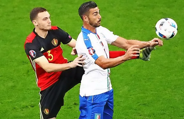 Graziano Pelle (desno) je v sodnikovem dodatku dosegel 
drugi gol na tekmi z Belgijo.