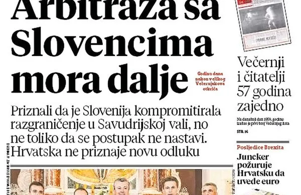 Hrva&scaron;ki tisk: Čas je, da Slovenija prizna kr&scaron;itev arbitražnega sporazuma