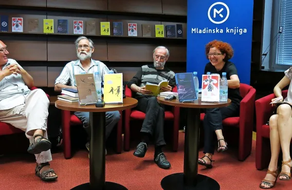 Nove knjige  so  v Konzorciju predstavili (z leve) Aleš Berger, Jirži Bezlaj, Josip Osti, Nela Malečkar in Barbara Pogačnik.