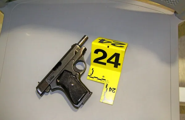 Pištolo, s katero je vzel dve življenji, je Gregorič odložil ob 
mrtvem policistu.
